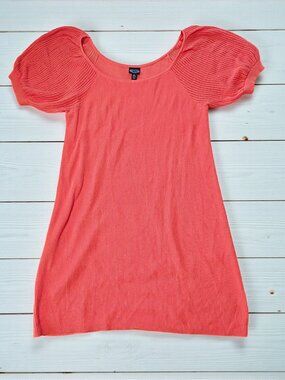 Coral Colored Ribbed Knit Scoop Neck Summer Dress – Size XL (16-18)